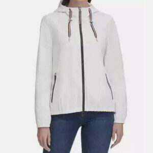 NWT Tommy Hilfiger Hooded Windbreaker Jacket Womens Size Medium Nautical Golf